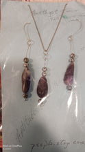 Load image into Gallery viewer, Amethyst stone earrings and pendant.
