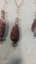 Load image into Gallery viewer, Amethyst stone earrings and pendant.
